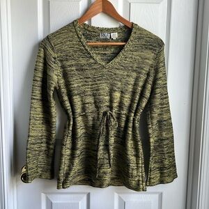 IRKA by SSG Womens silk and cotton v neck sweater in a marled green size Medium